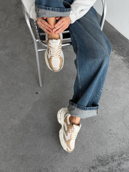 Everyday sneakers, light beige + brown