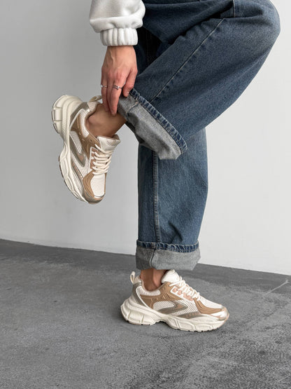 Everyday sneakers, light beige + brown