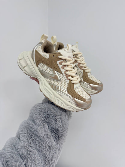 Everyday sneakers, light beige + brown
