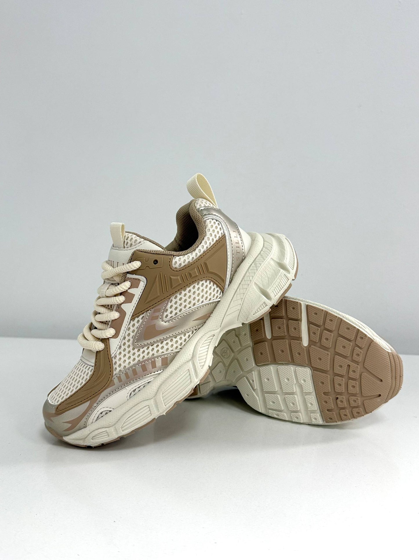Everyday sneakers, light beige + brown