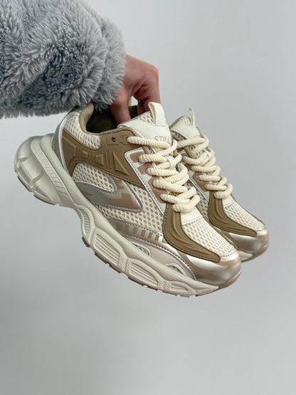 Everyday sneakers, light beige + brown