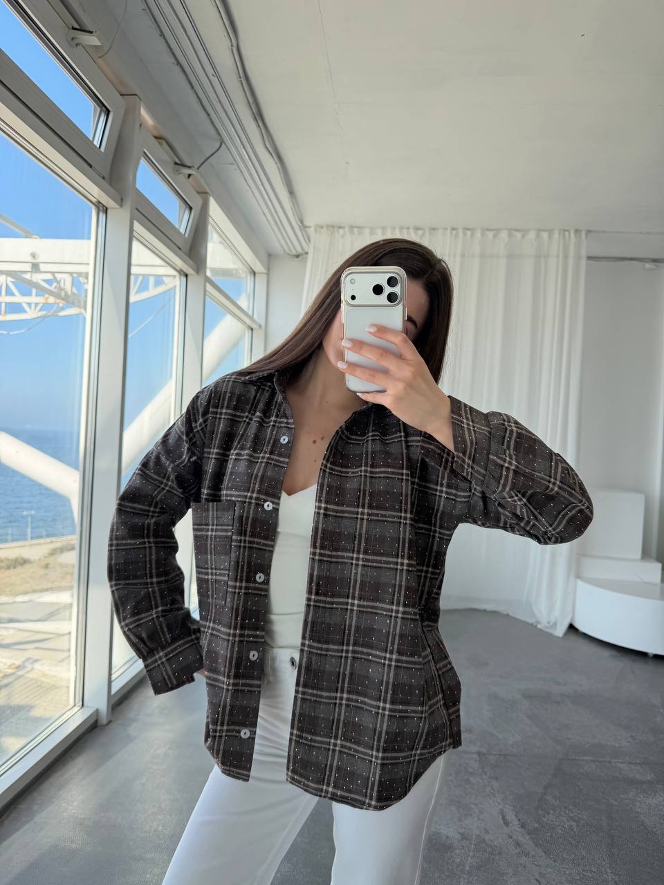 Shirt with stones made of natural fabric