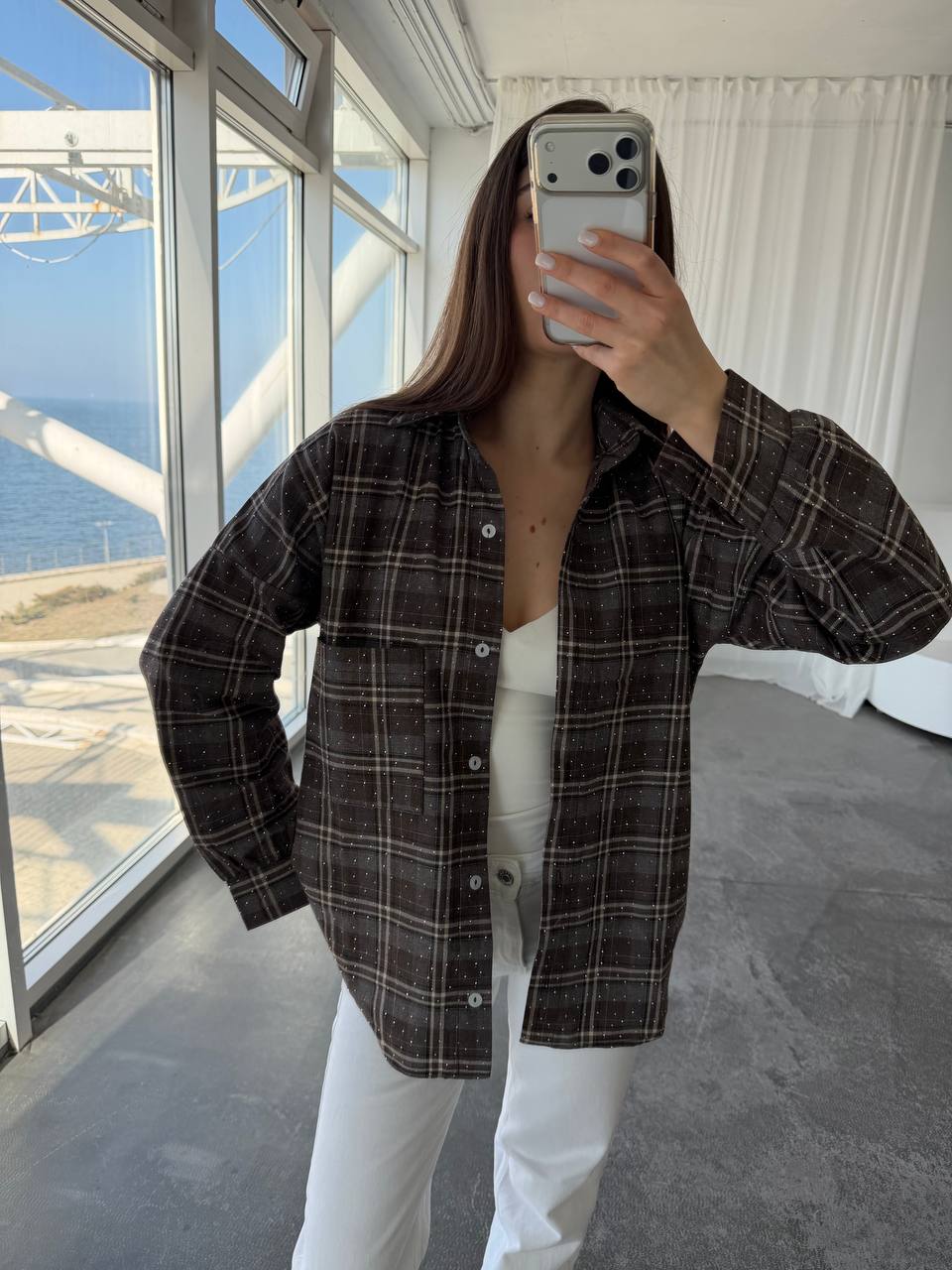 Shirt with stones made of natural fabric