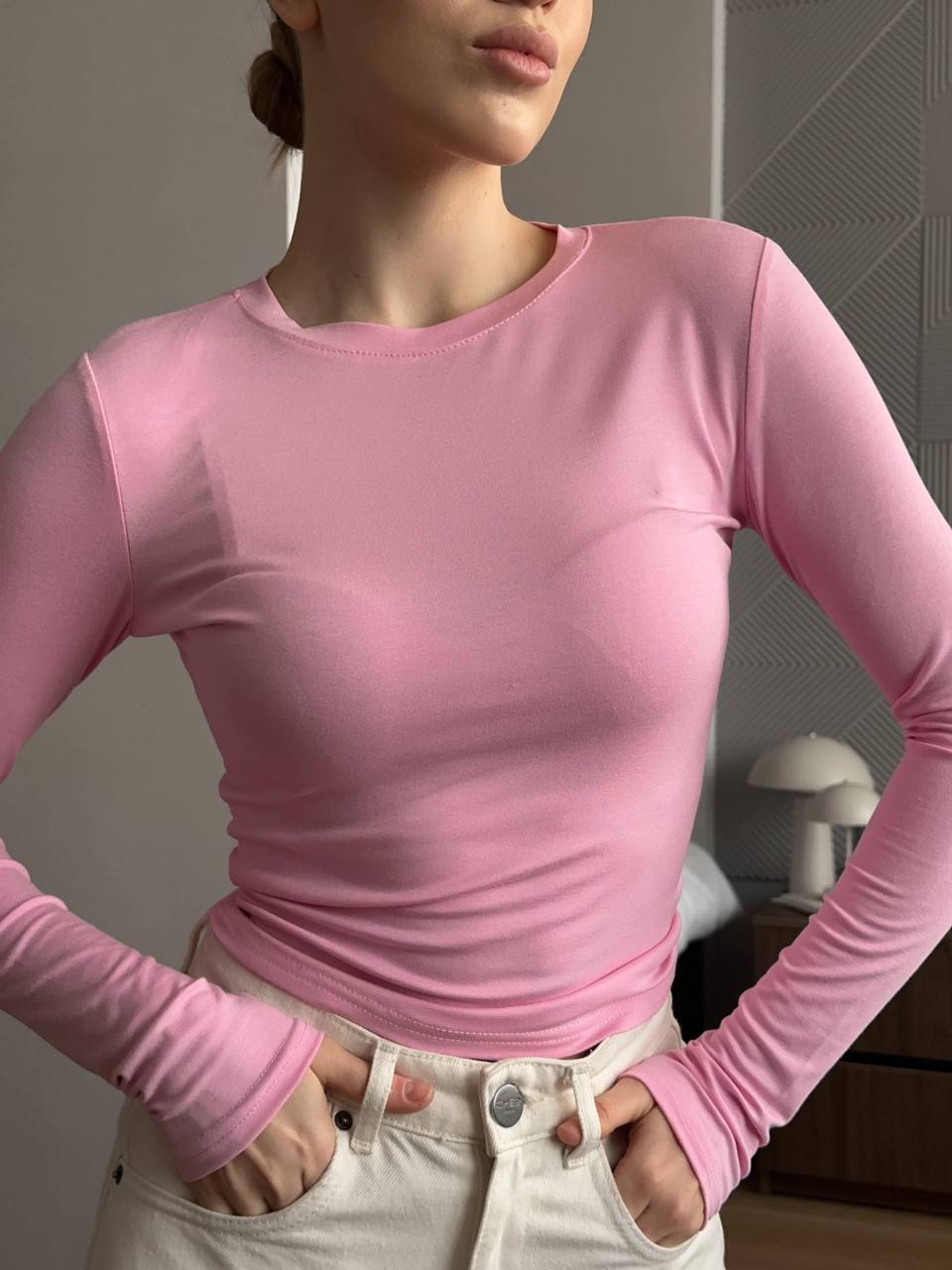 Basic viscose long-sleeve top