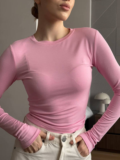 Basic viscose long-sleeve top