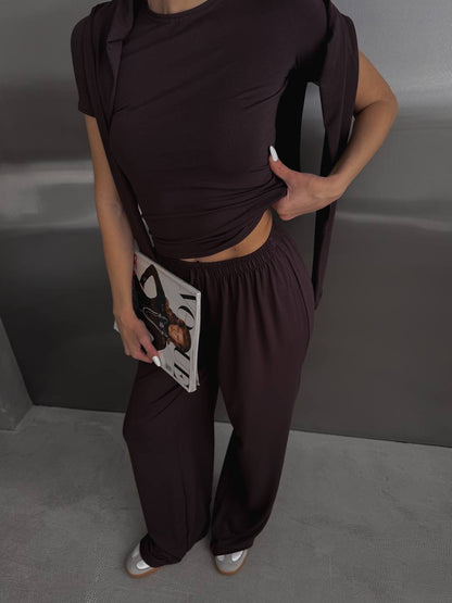 Lightweight three-piece suit (trousers, long sleeve top, t-shirt)