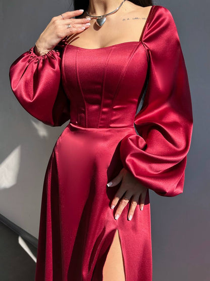 Elegancka sukienka midi z gorsetową górą