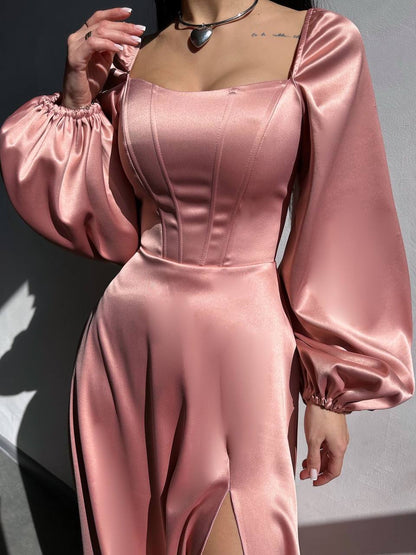 Elegancka sukienka midi z gorsetową górą