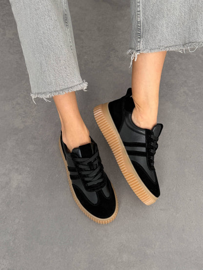 Sneakersy na wysokiej platformie, czarne