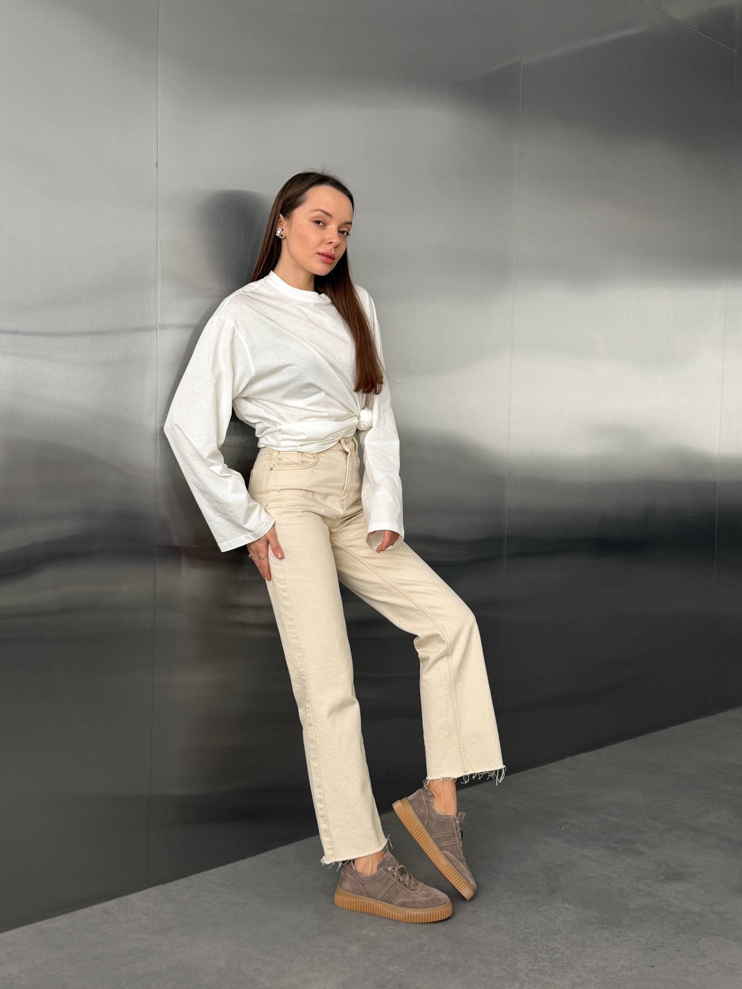 Trampki na wysokiej podeszwie, beżowy