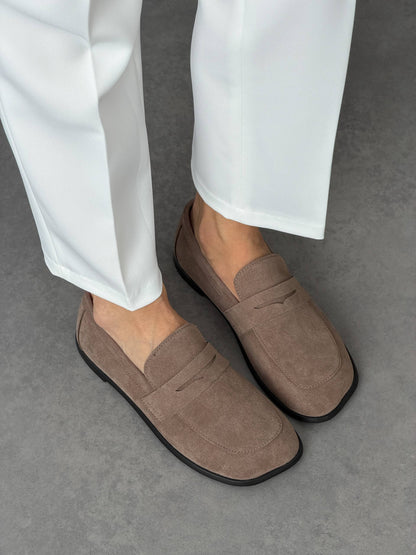 Anatomical barefoot loafers NikArt, mocha suede