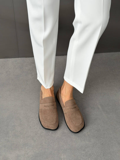 Anatomical barefoot loafers NikArt, mocha suede