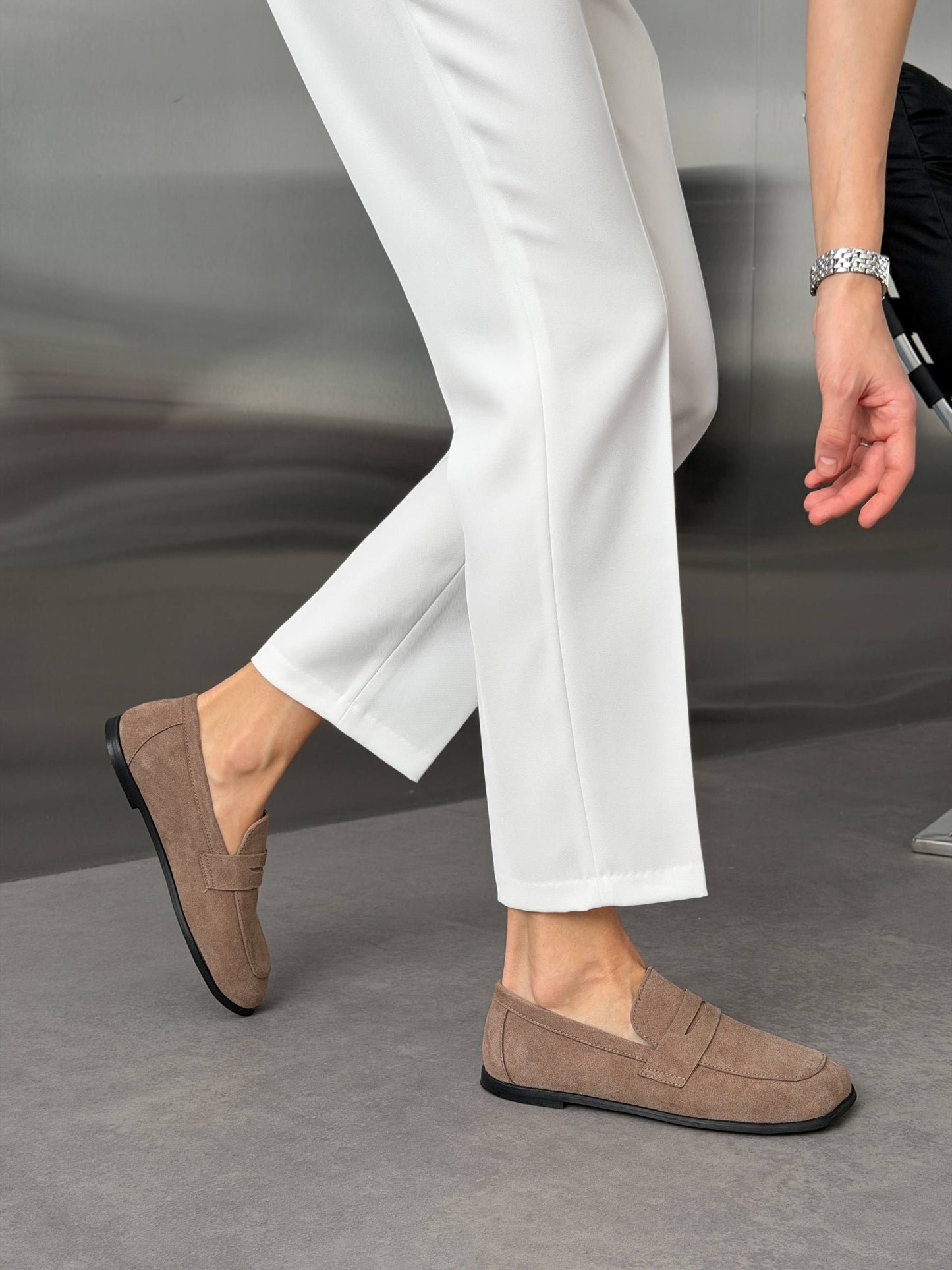 Anatomical barefoot loafers NikArt, mocha suede