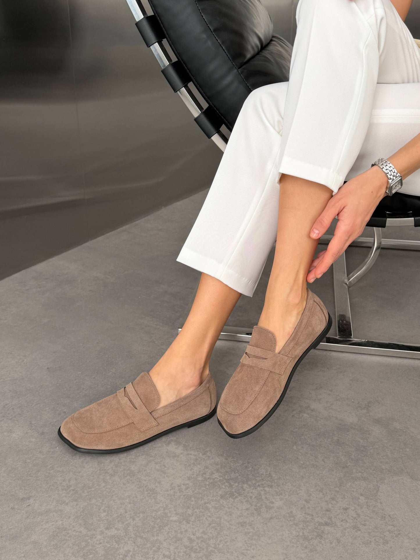 Anatomical barefoot loafers NikArt, mocha suede