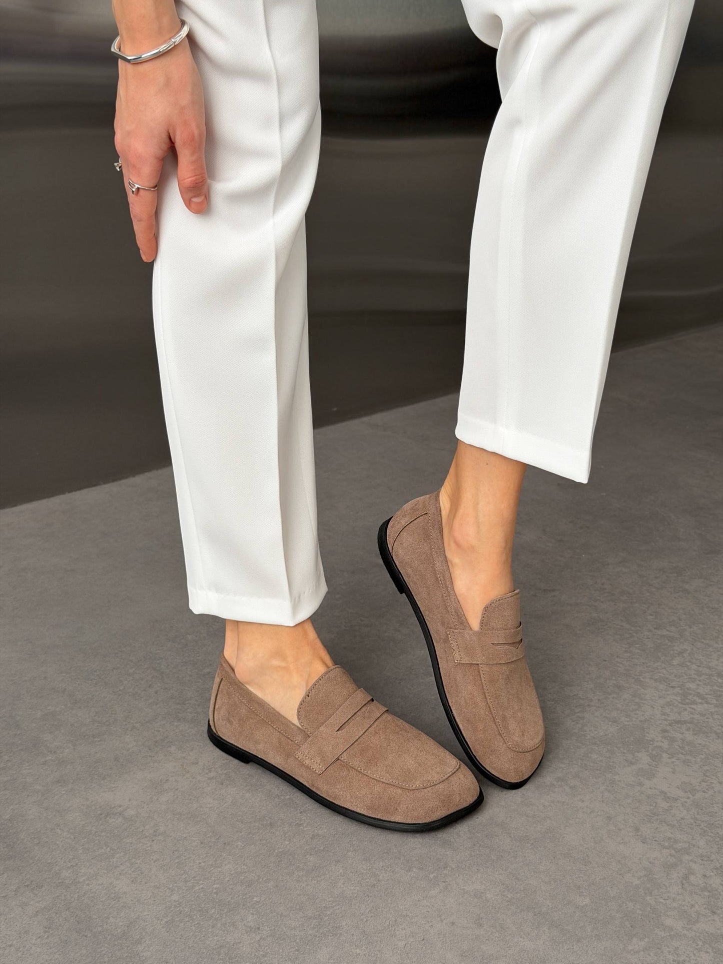Anatomical barefoot loafers NikArt, mocha suede