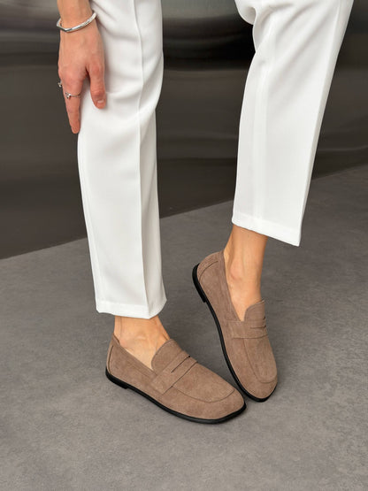Anatomical barefoot loafers NikArt, mocha suede