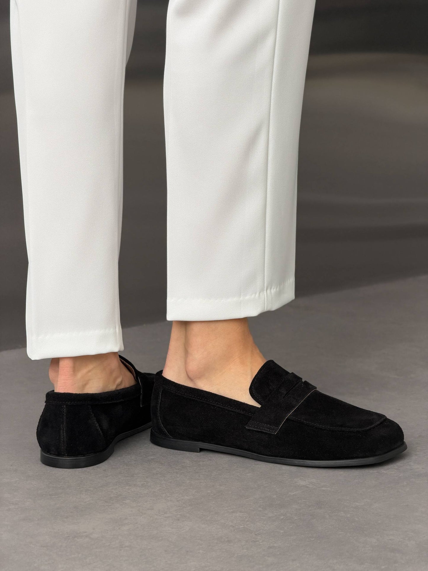 Anatomiczne loafersy barefoot NikArt, czarny zamsz