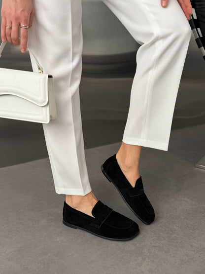 Anatomiczne loafersy barefoot NikArt, czarny zamsz