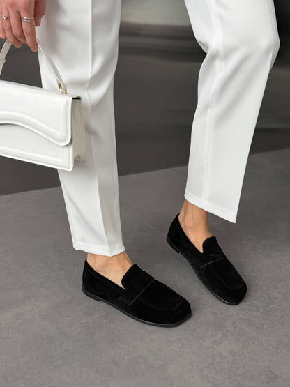 Anatomiczne loafersy barefoot NikArt, czarny zamsz