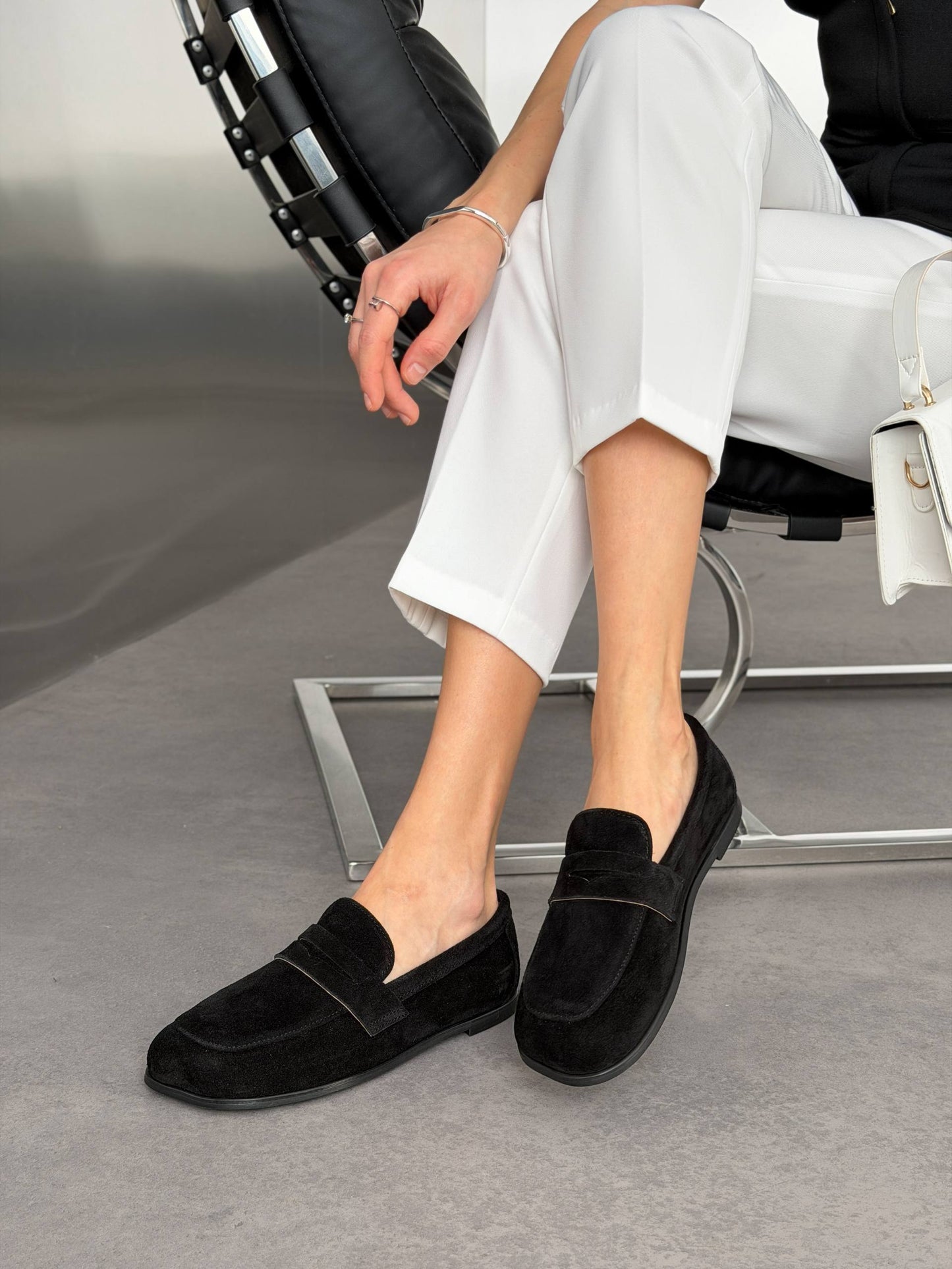 Anatomiczne loafersy barefoot NikArt, czarny zamsz