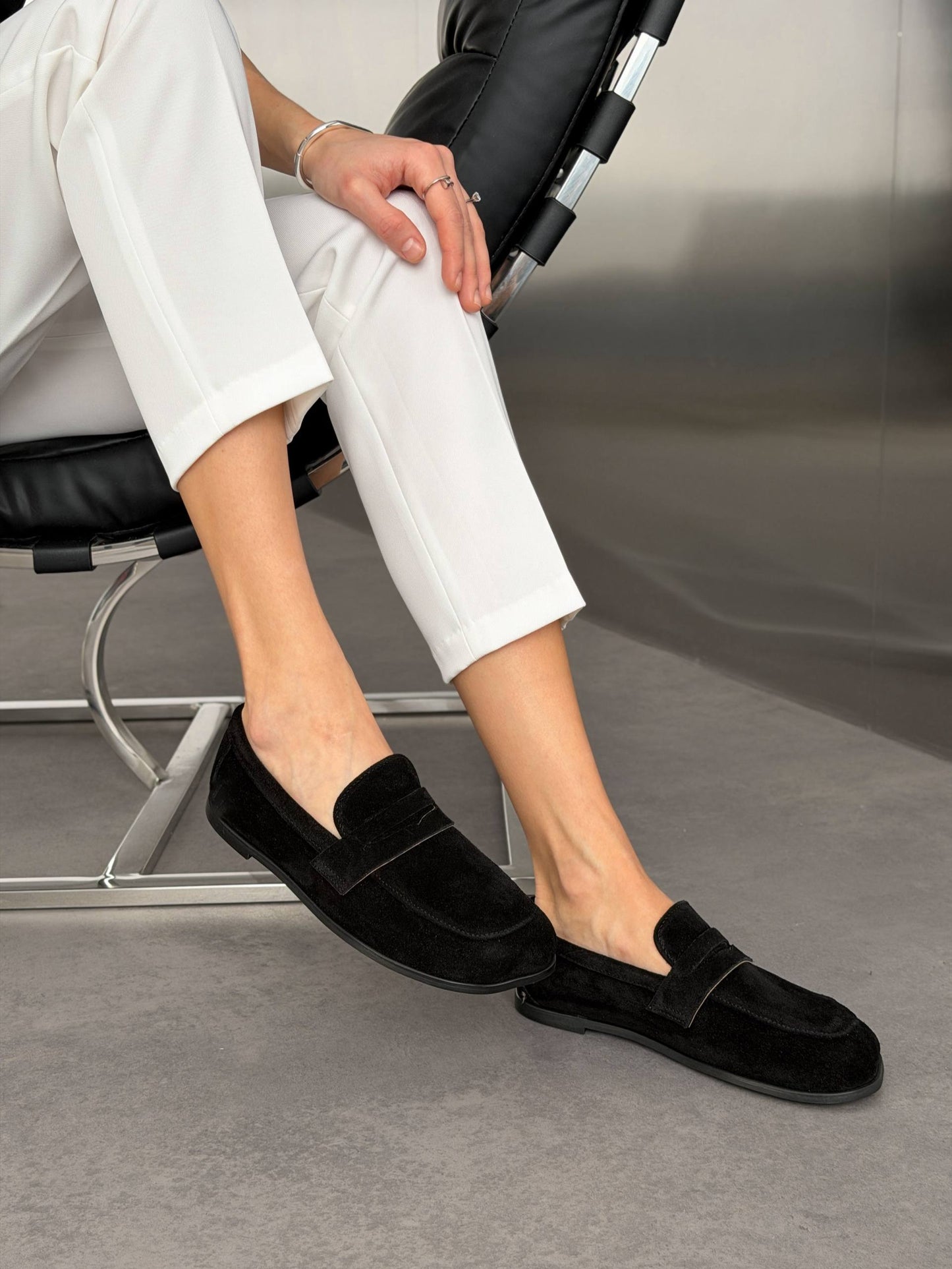 Anatomiczne loafersy barefoot NikArt, czarny zamsz
