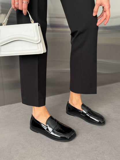 Anatomiczne loafersy barefoot NikArt, czarny połysk