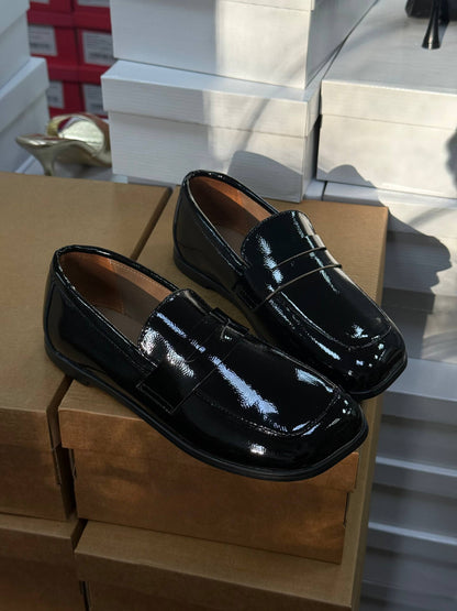 Anatomiczne loafersy barefoot NikArt, czarny połysk