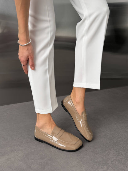 Anatomiczne mokasyny barefoot NikArt, beżowy połysk