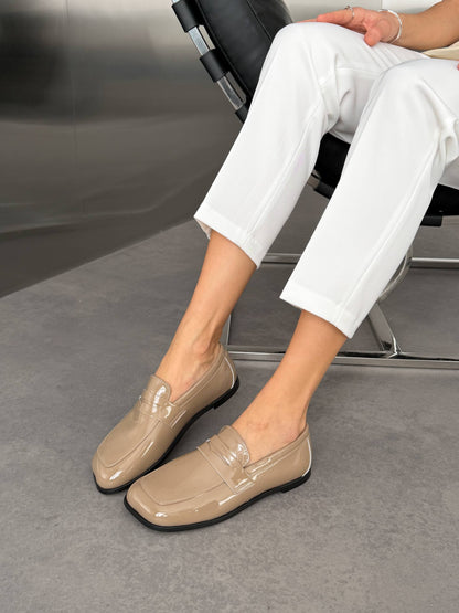 Anatomiczne mokasyny barefoot NikArt, beżowy połysk