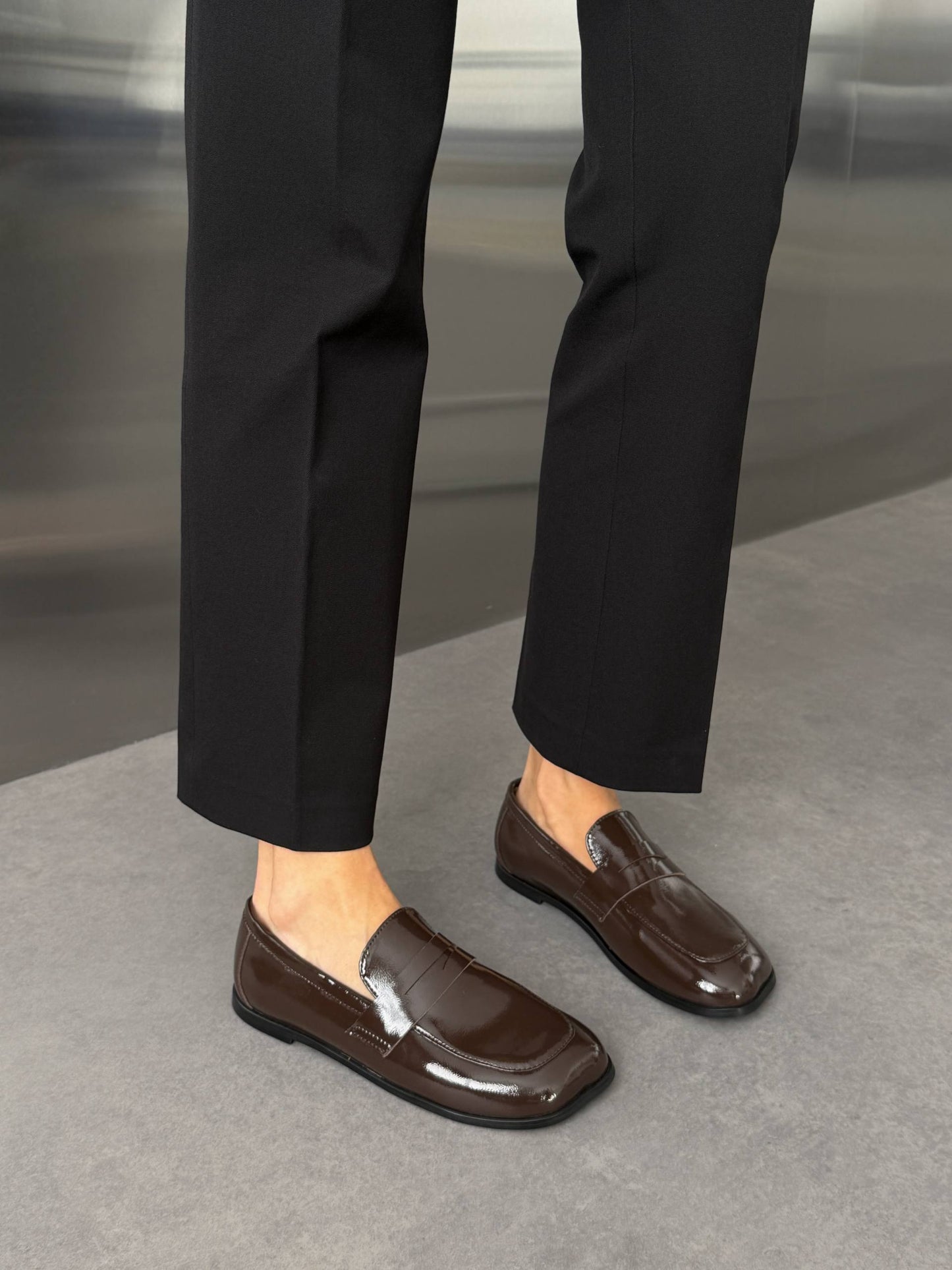 Anatomiczne mokasyny barefoot NikArt, czekoladowy połysk