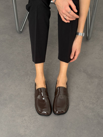 Anatomiczne mokasyny barefoot NikArt, czekoladowy połysk