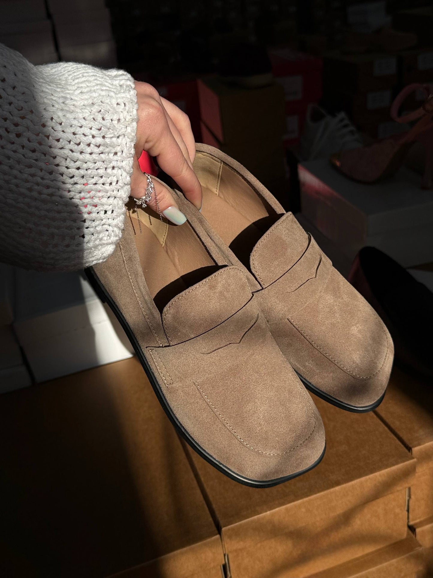 Anatomical barefoot loafers NikArt, mocha suede