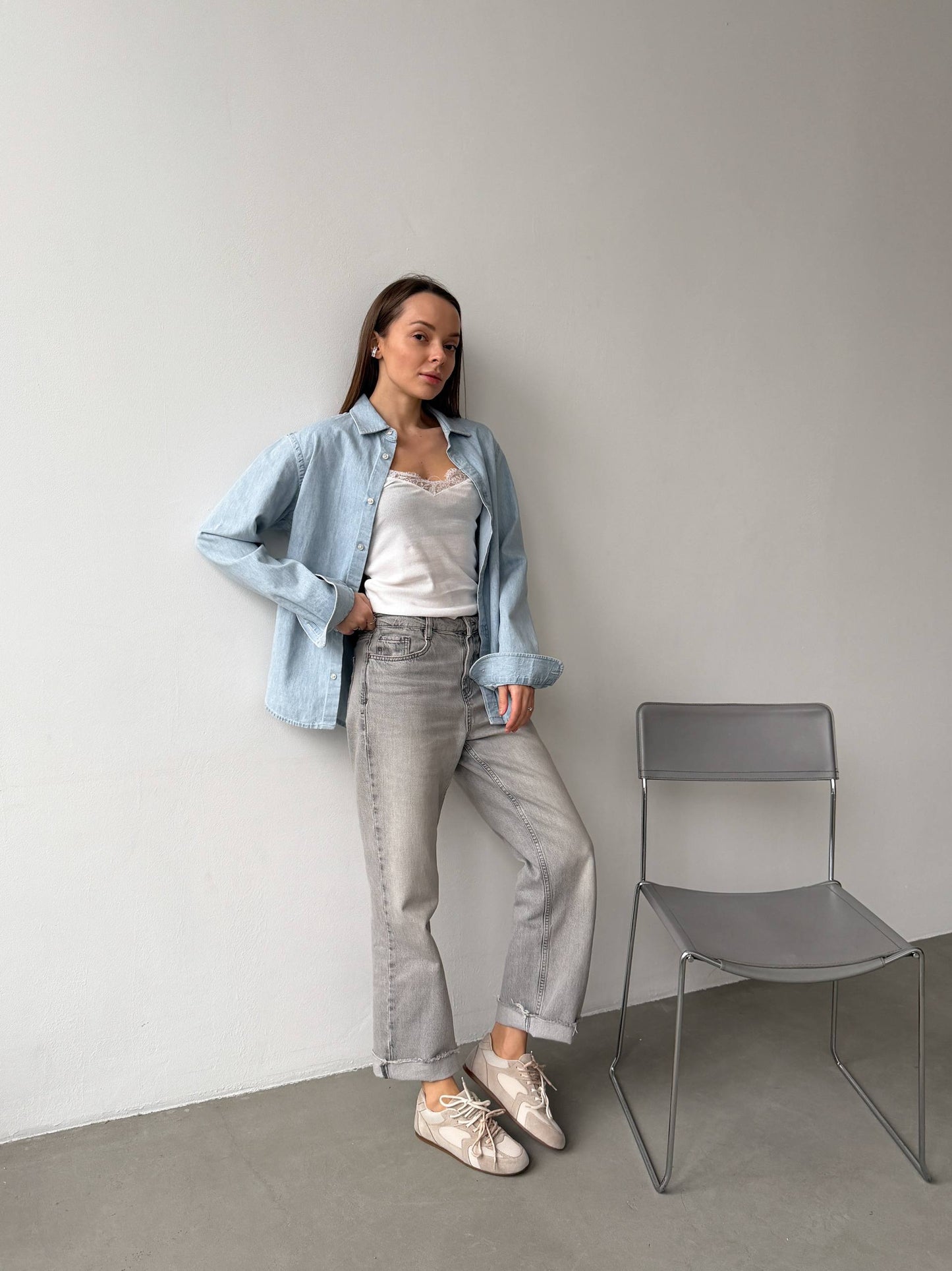 Double lace-up sneakers, beige