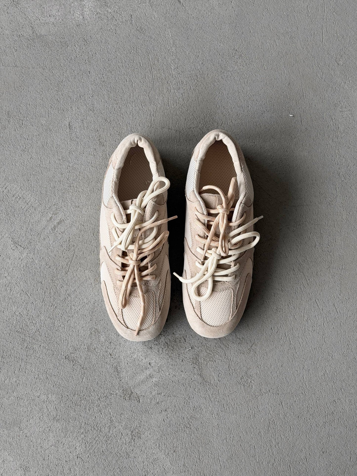 Double lace-up sneakers, beige