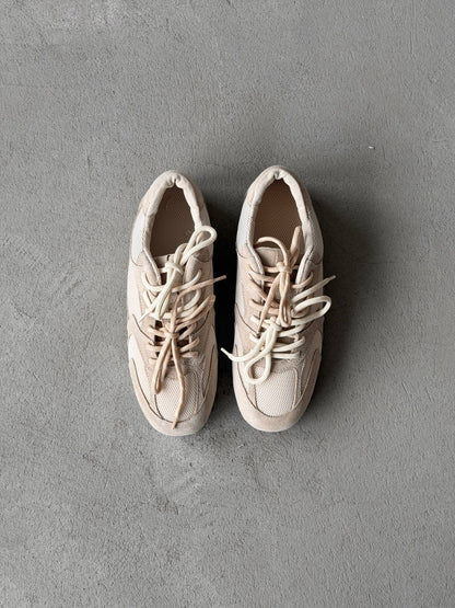 Double lace-up sneakers, beige
