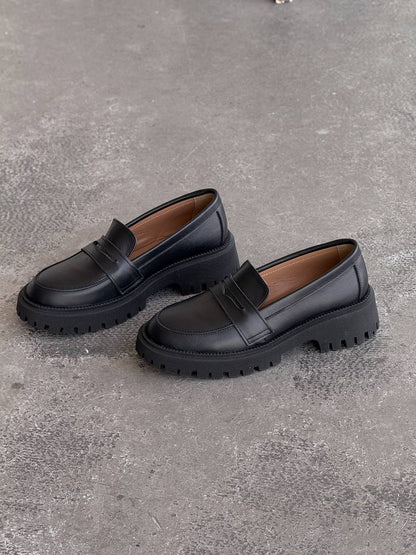 Лофери зі шкіри, чорний