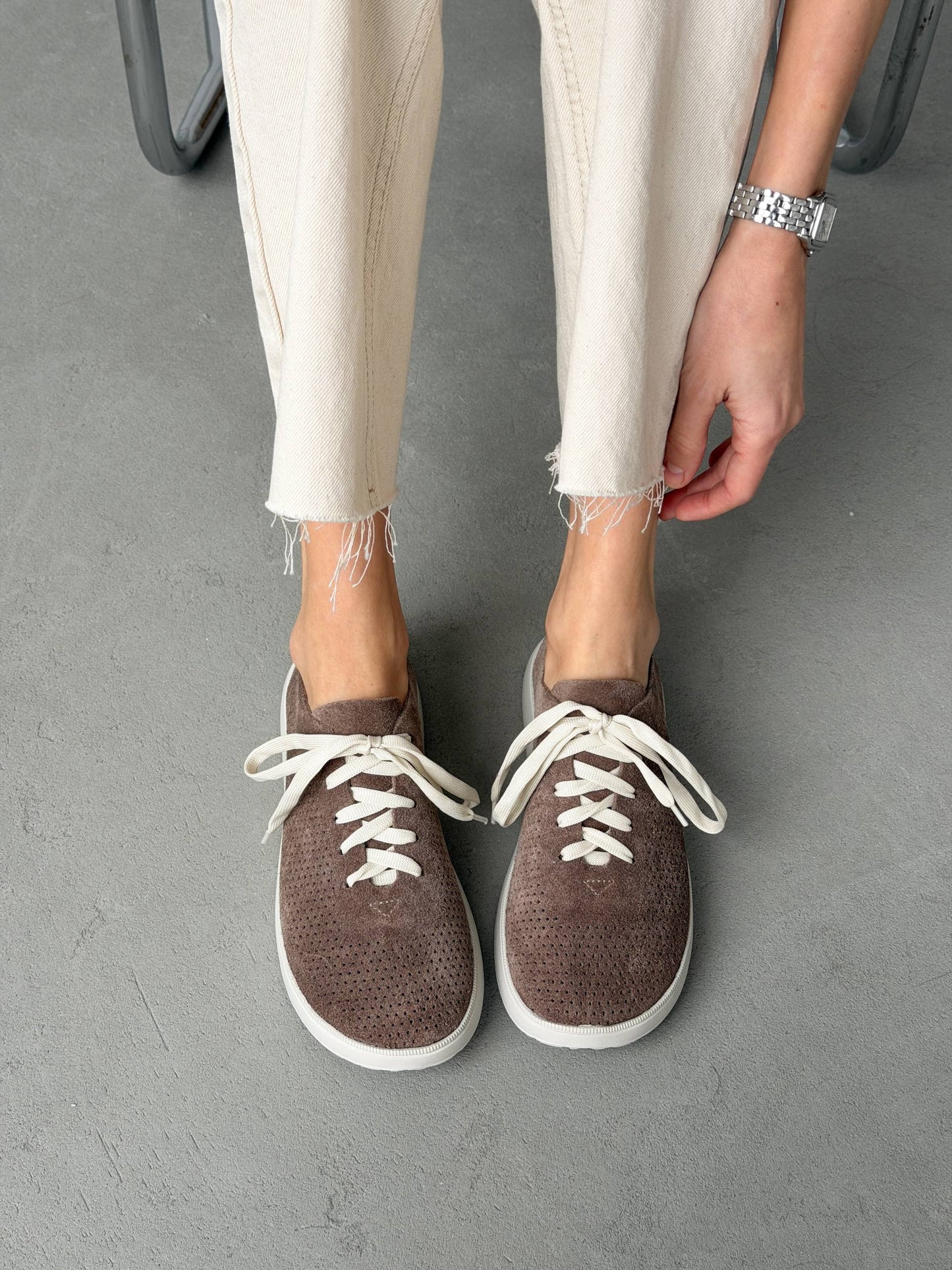 Мокасини barefoot з наскрізною перфорацією, коричневий