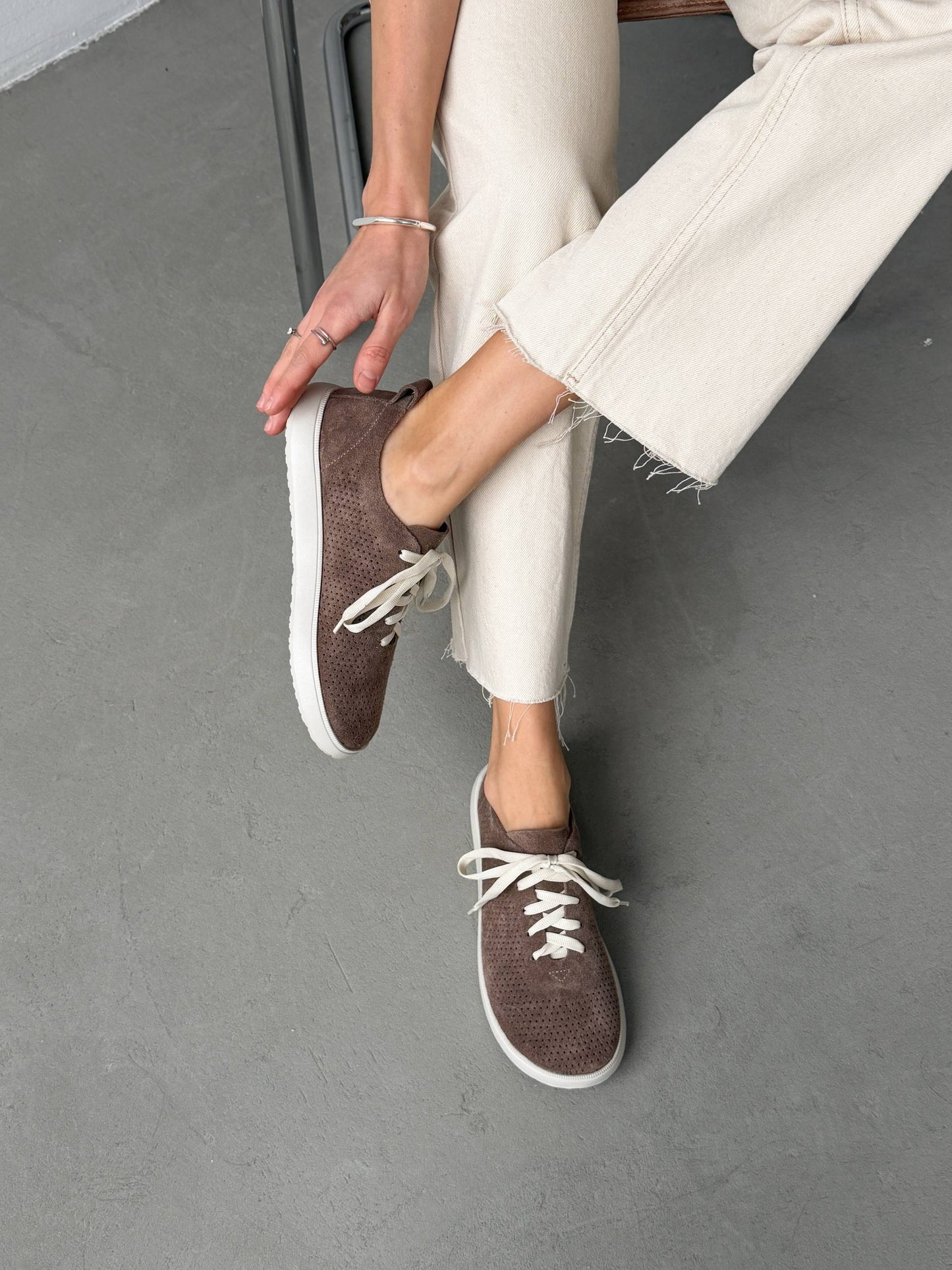Мокасини barefoot з наскрізною перфорацією, коричневий