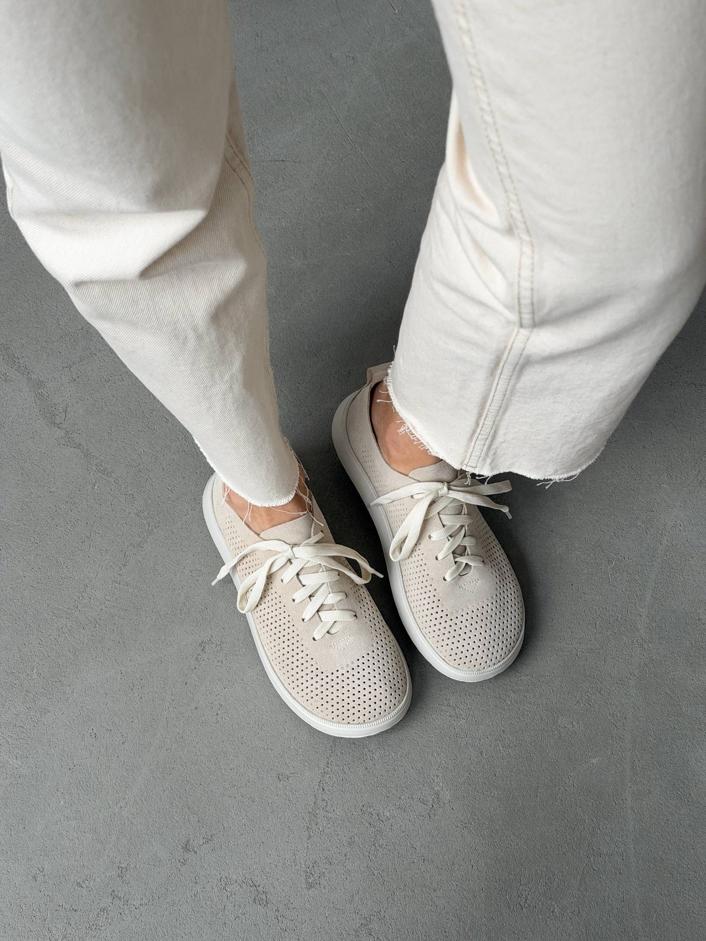 Мокасини barefoot з наскрізною перфорацією, бежевий