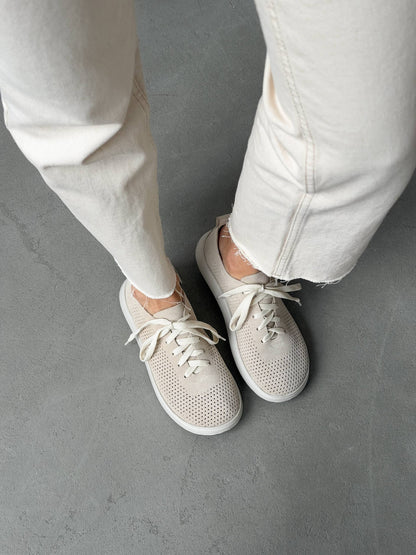 Мокасини barefoot з наскрізною перфорацією, бежевий