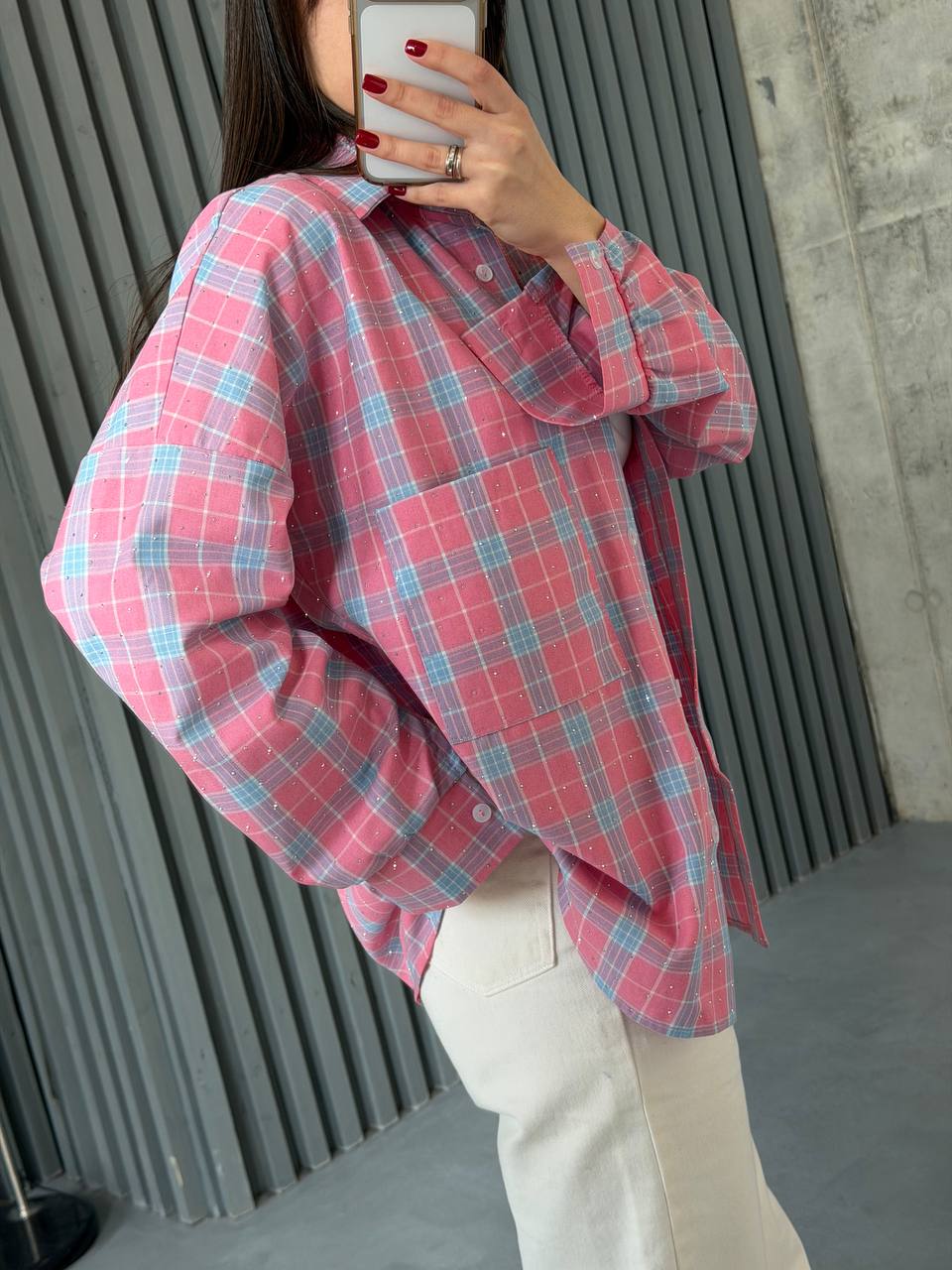 Shirt with stones made of natural fabric