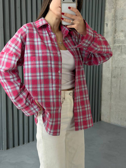 Shirt with stones made of natural fabric