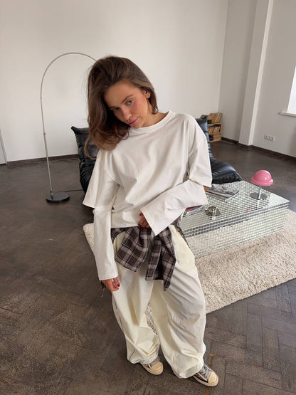 Longsleeve oversize z akcentowanymi rękawami