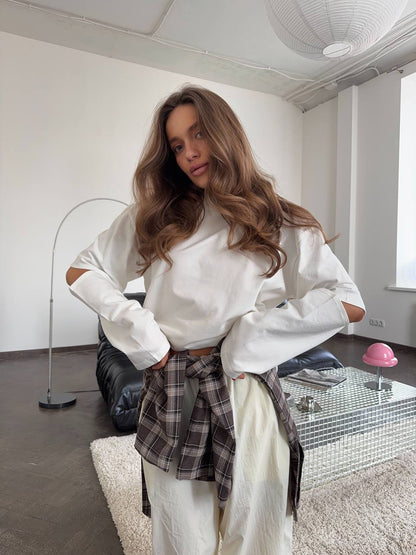 Longsleeve oversize z akcentowanymi rękawami