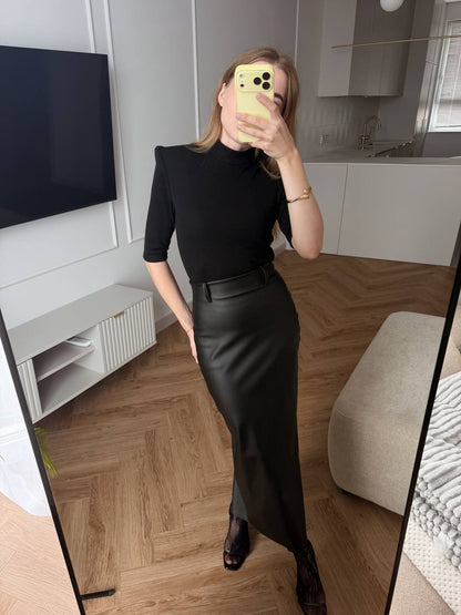 Long faux leather skirt