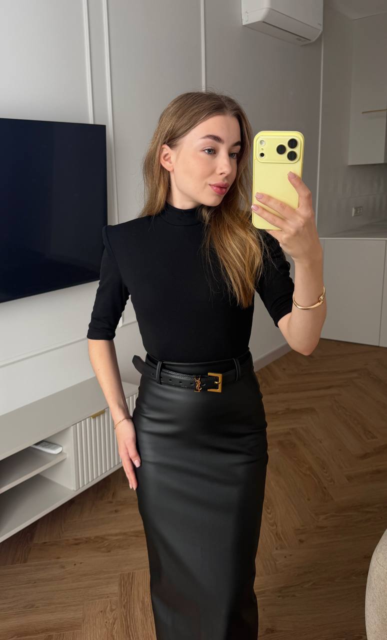Long faux leather skirt