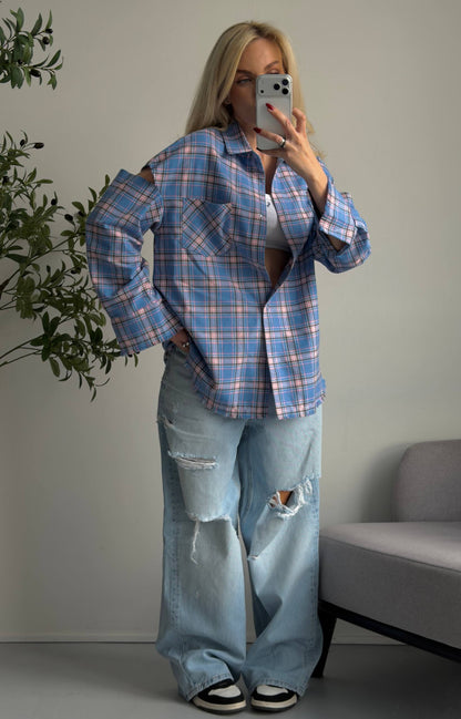 Сорочка в клітинку з рваностями