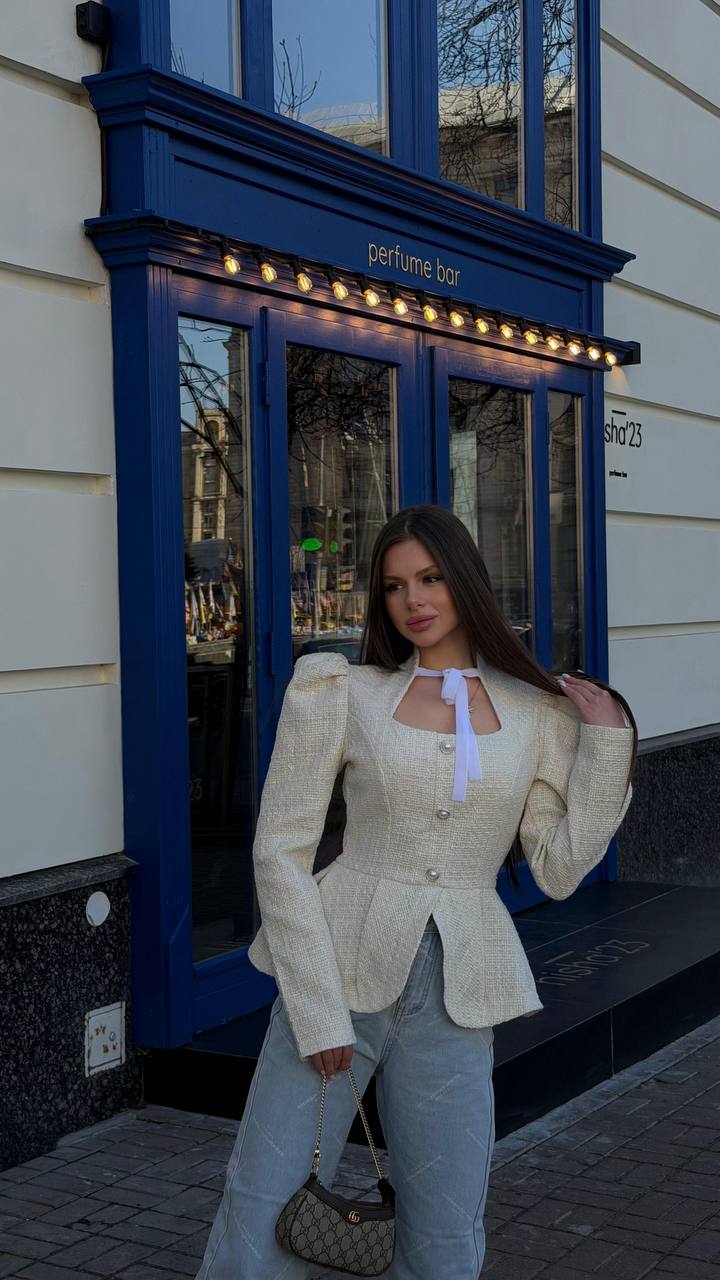 Peplum tweed jacket