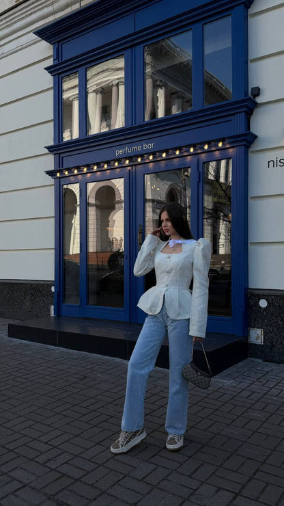 Peplum tweed jacket