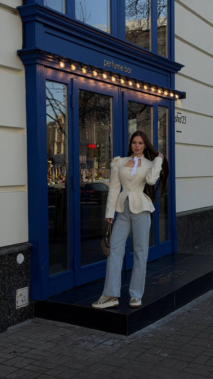 Peplum tweed jacket